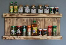 Étagère à Épices Bois Massif Porte de Cuisine Flammé