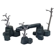 Playmobil rochers noirs arbres