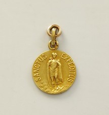 mama-estelle Ancienne Petite Médaille Sanctus Expeditus en OR Massif 18 Carats