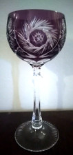 1 ANCIEN VERRE A VIN DU RHIN  CRISTAL DOUBLE  violet ht 19,5 cm