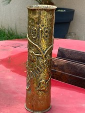 Travail de poilu Artisanat tranchée -Vase - MONTDIDIER 1918  - WW1