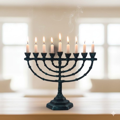 Mini menorah cuivre patine - mini,