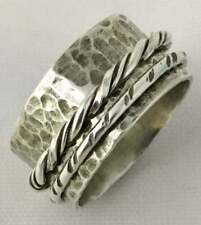 Bague toupie en argent massif 925 et laiton, bague de pouce fabriquée à la ma...