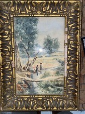 Tableau Ancien 19ie Orientaliste Pastel 28x21 Signée  Cadre Ancien A Identifier