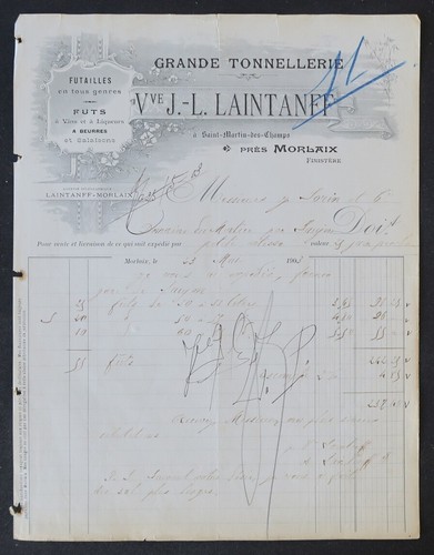 Facture 1903 morlaix - 1903,