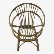 Fauteuil enfant coquille Rotin/Bambou Vintage