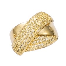 Dolly-Bijoux 2 anneaux pavé de Diamant Cz Entrelacés Plaqué Or 18K 5 Microns