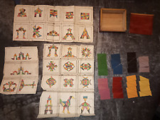 Jeu ancien mosaiques figure unique bois multicolore - 61 pièces -manque 3 pièces