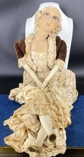 Grande poupée ancienne boudoir/salon 1930 tissu soie velours 80cm vintage doll