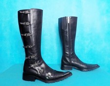 bottes motardes LUCIANO PADOVAN cuir noir   pointure 36 EU