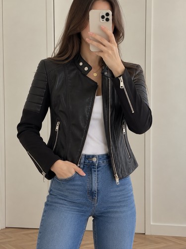 Pinko veste moto - moto, noir