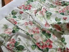 Joli PANNEAU RIDEAU tissu ameublement décor floral rose vert fond beige No2