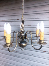 Lustre 5 feux de style hollandais en laiton chromé - XXe siècle - état de marche