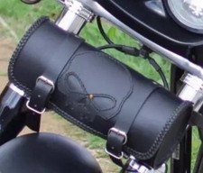 DSTYLES SACCOCHE DE FOURCHE TROUSSE A OUTILS POUR MOTO CUIR NOIR NEUF