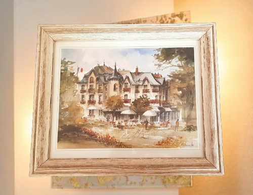 Tableau aquarelle hôtel - aquarelle -,