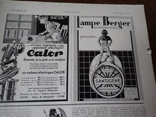 LAMPE BERGER 10+ CALOR + PRUNELLA de CUSENIER publicité papier ILLUSTRATION 1936
