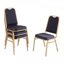 Lot de 4 chaises en acier poudré (H)460 mm empilables, bleu, doré