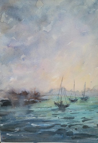 Aquarelle originale marine - aquarelle,