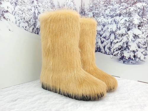Bottes fourrure citron - fourrure, de