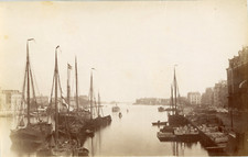 Pays Bas, Vue d'un port et de l'Amstel, ca.1880, vintage albumen print