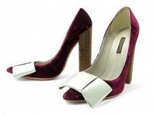 CHAUSSURES LOUIS VUITTON ESCARPINS BEAUTY 39 VELOURS NOEUD TALONS CRISTAUX 1190€