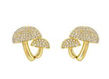 2.22ct Naturel Diamant Rond 14k Bis Poinçonnée or Jaune Champignon Oreilles