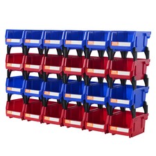 VEVOR Bac de Rangement Empilable Suspendu Plastique de Garage 24PCS Bleu/Rouge