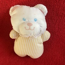 🇫🇷 FISHER PRICE Ancien Puffalump Mini Ours Jaune Blanc 12 Cm