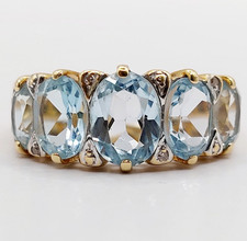 Bague jarretière vintage or 18k topazes et diamants