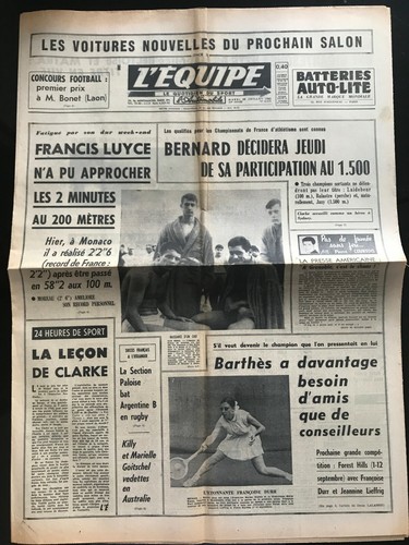 Equipe journal 07 1965 - l'equipe, 20/07/1965
