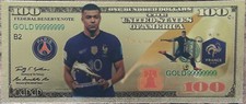 Billet 100 dollars commémoratif Kilian MBAPPE Paris PSG polymère gold or Trophée