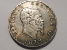 MONNAIE  5 LIRE  V. E. III   1875   ARGENT  - ITALIE  - A COLLECTIONNER