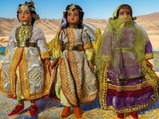 Lot de 3 Poupées Traditionnelles Marocaines Vintage (Années 70) ⵣⵜⴰⵎⵉⵣⵉⵖⵜ Rare !