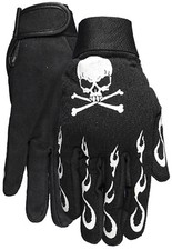 GANTS D’ÉTÉ SKULL FLAME POUR BIKER HARLEY & CUSTOM (10)