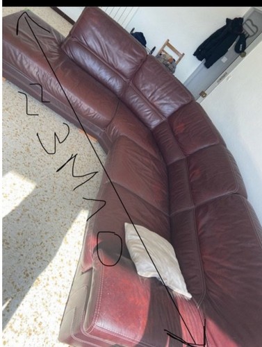 Canapé angle cuir bordeaux - cuir,