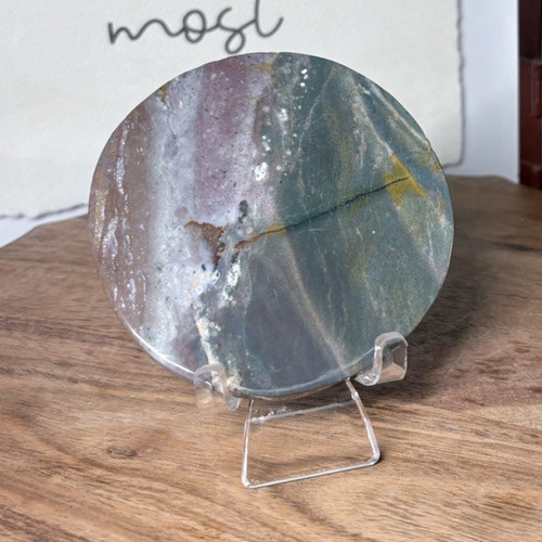 Ocean jasper disc - with, acrylic