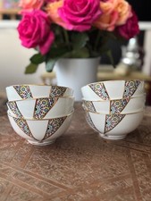 Lot de 6 bols porcelaine Tagemouati de Fès, motif Kintsugi et Zellige