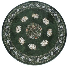 Table En Marbre Vert Semi Précieux Ronde Pour Décoration D'intérieur