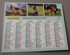 Almanach du facteur 1997/ Berger Allemand , Âne , Cheval , Daim , Hérisson..