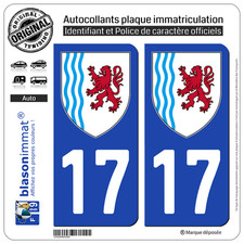 2 Stickers autocollant plaque immatriculation : 17 Nouvelle Aquitaine LogoType