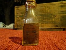 Flacon ancien Huile de Ricin Verre gravé et bullé / fin 19ème / Pharmacie