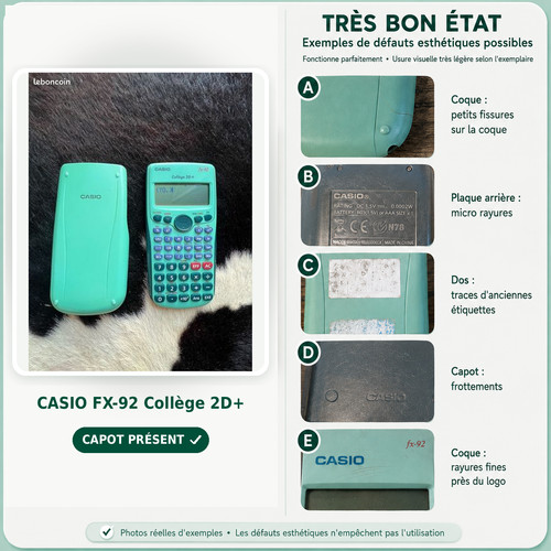 Calculatrice casio fx92 - calculatrice, 2d+