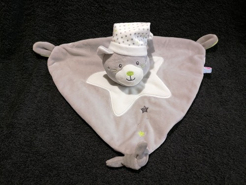 Doudou plat triangle chat gris