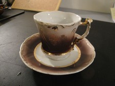 Tasse et Soucoupe Faïence Marron