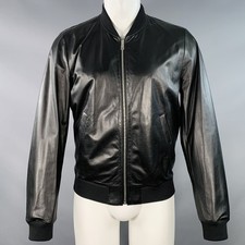 Veste Bomber Réversible En Cuir D'Agneau Noir PRADA Taille 38