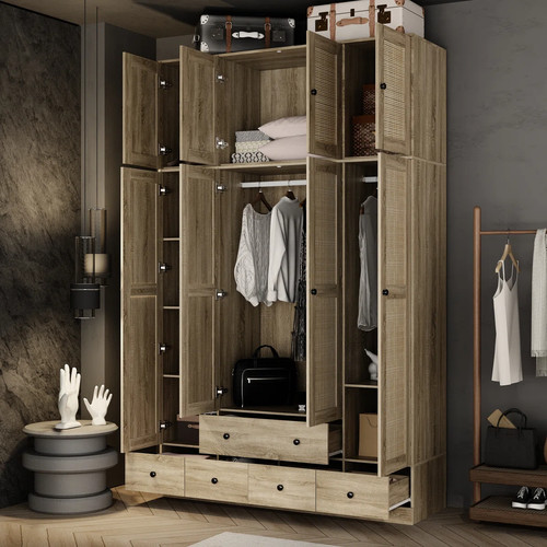 Wicker wardrobe armoire - wardrobe, with