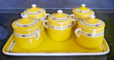 SERVICE 5 POTS A CREME ET PLATEAU VINTAGE PORCELAINE MLV France
