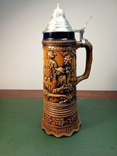 Chope à bière musicale vintage en céramique et métal – "Blaue Donau" – 31 cm