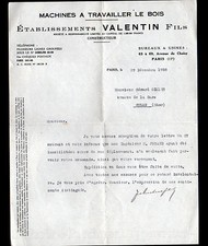 PARIS (XIII°) USINE de MACHINES à BOIS "VALENTIN Fils constructeur" en 1938