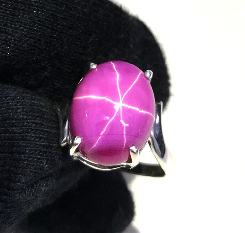 Bague saphir rose étoile
